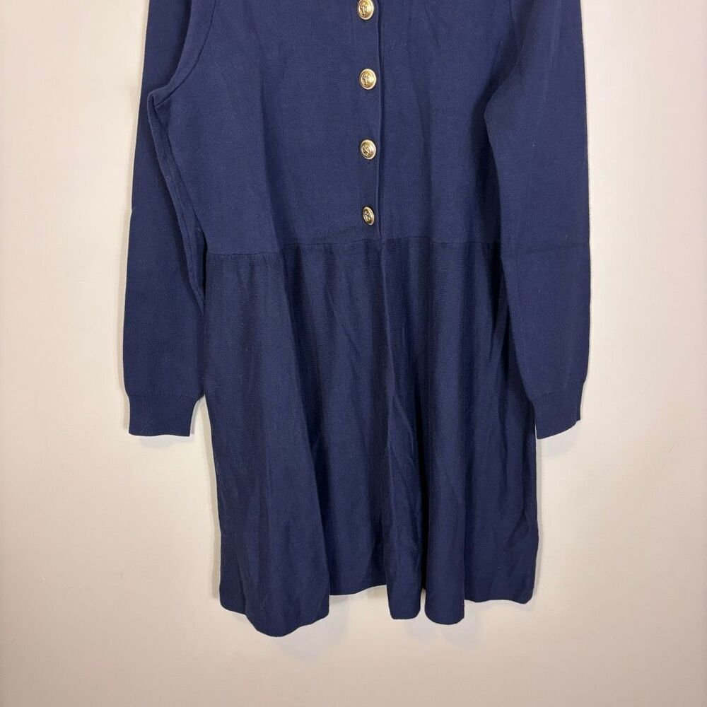 Boden Navy Blue Henley Button Long Sleeve Wool Sweater Dress US 10 - Picture 4 of 10
